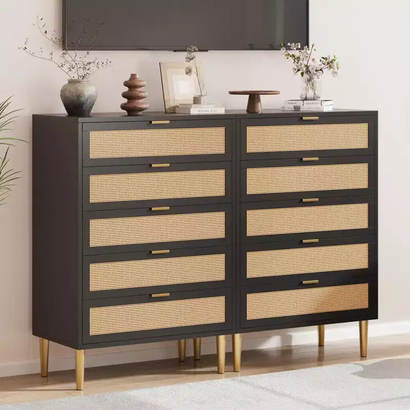 Commode à 5 tiroirs, haute pour petits espaces, meuble de rangement vertical étroit de style rustique pour chambre à coucher
