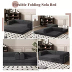COZONY Convertible Corduroy Sleeper Sofa Bed, 3-Seater Foldable Futon, No Assembly Floor Couch