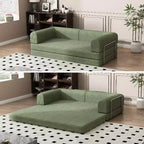 COZONY Convertible Corduroy Sleeper Sofa Bed, 3-Seater Foldable Futon, No Assembly Floor Couch