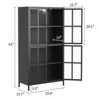 Armoire de rangement en métal Justus GDFStudio avec portes en verre trempé et étagères réglables