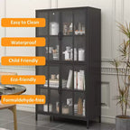 Armoire de rangement en métal Justus GDFStudio avec portes en verre trempé et étagères réglables