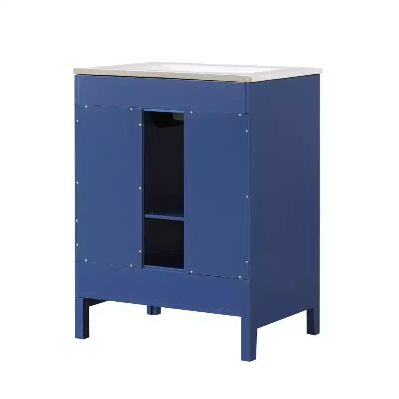 Meuble lavabo de salle de bain avec vasque intégrée, Armoire de rangement de salle de bain avec tiroirs et porte, Meuble lavabo autoportant à vasque unique pour appartement