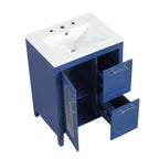 Meuble lavabo de salle de bain avec vasque intégrée, Armoire de rangement de salle de bain avec tiroirs et porte, Meuble lavabo autoportant à vasque unique pour appartement
