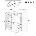 Meuble lavabo de salle de bain avec vasque intégrée, Armoire de rangement de salle de bain avec tiroirs et porte, Meuble lavabo autoportant à vasque unique pour appartement