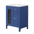 Meuble lavabo de salle de bain avec vasque intégrée, Armoire de rangement de salle de bain avec tiroirs et porte, Meuble lavabo autoportant à vasque unique pour appartement