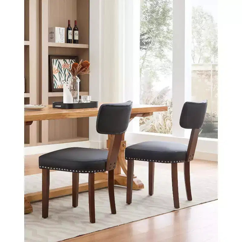 GustoWave Lot de 2 Chaises de Salle à Manger Mid-Century Modernes, Chaises de Cuisine Rembourrées à Dossier Courbé avec Structure en Bois Dur