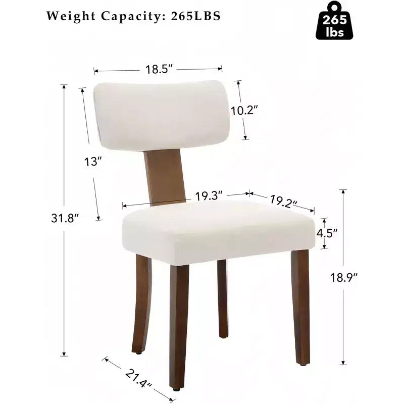 GustoWave Lot de 2 Chaises de Salle à Manger Mid-Century Modernes, Chaises de Cuisine Rembourrées à Dossier Courbé avec Structure en Bois Dur