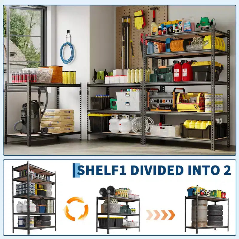 COZONY Heavy Duty Storage Shelves 5-Tier Adjustable Metal Shelving Unit Boltless Assembly High Capacity for Garage Basement Pantry