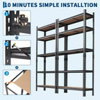 COZONY Heavy Duty Storage Shelves 5-Tier Adjustable Metal Shelving Unit Boltless Assembly High Capacity for Garage Basement Pantry
