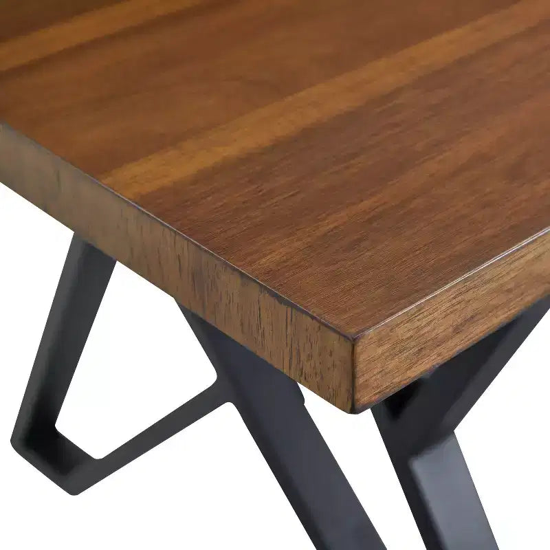 Table de salle à manger rectangulaire moderne Okak 59IN, Table à manger avec pieds en métal élégants, Table de cuisine pour salon, salle à manger, cuisine, Noyer+noir