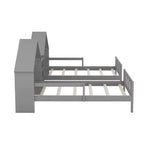 Twin Size Platform Bed for 2 Kids with House-Shaped Headboard and Storage Shelves, Twin Size Platform Bed Wood Frame with Nightstand