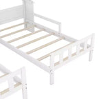 Twin Size Platform Bed for 2 Kids with House-Shaped Headboard and Storage Shelves, Twin Size Platform Bed Wood Frame with Nightstand