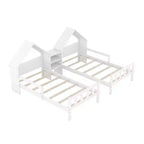 Twin Size Platform Bed for 2 Kids with House-Shaped Headboard and Storage Shelves, Twin Size Platform Bed Wood Frame with Nightstand