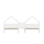 Twin Size Platform Bed for 2 Kids with House-Shaped Headboard and Storage Shelves, Twin Size Platform Bed Wood Frame with Nightstand