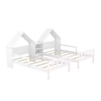 Twin Size Platform Bed for 2 Kids with House-Shaped Headboard and Storage Shelves, Twin Size Platform Bed Wood Frame with Nightstand