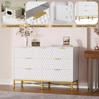Commode moderne à 7 tiroirs pour chambre à coucher, armoire, tiroirs profonds, plateau large, longue commode en bois pour salon, couloir, blanc