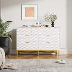 Commode moderne à 7 tiroirs pour chambre à coucher, armoire, tiroirs profonds, plateau large, longue commode en bois pour salon, couloir, blanc