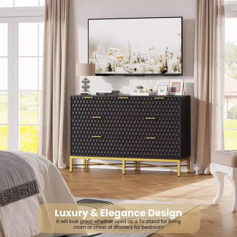 Commode moderne à 7 tiroirs pour chambre à coucher, armoire, tiroirs profonds, plateau large, longue commode en bois pour salon, couloir, blanc