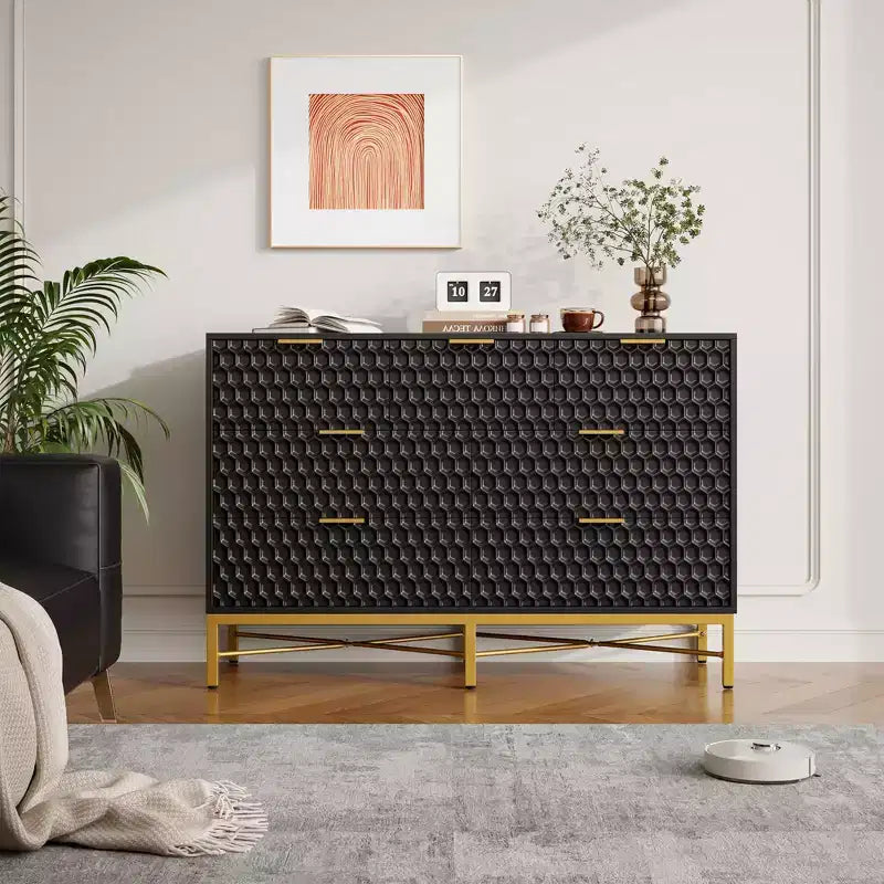 Commode moderne à 7 tiroirs pour chambre à coucher, armoire, tiroirs profonds, plateau large, longue commode en bois pour salon, couloir, blanc