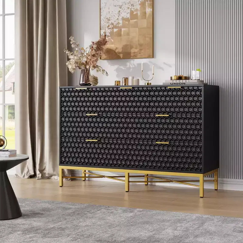 Modern 7-Drawer Dresser for Bedroom, Wardrobe, Deep Drawers, Wide Top, Long Wooden Dresser for Living Room, Hallway, White