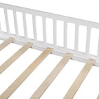 Arched Twin Size House Bed with 2 Storage Drawers, Canopy Bed Frame with Lights Strip, Wood Montessori Floor Bed for Kids