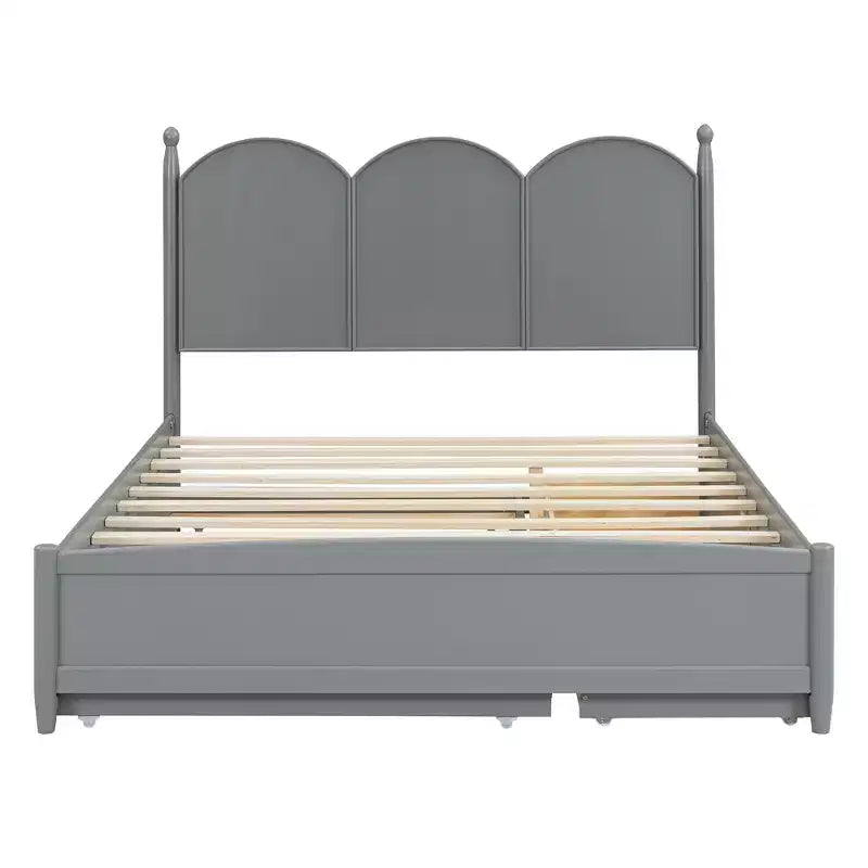 Queen Storage Bed with Twin XL Trundle, Wood Queen Size Platform Bed with 2 Storage Drawers