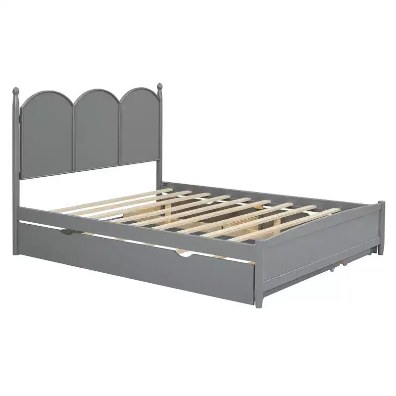 Queen Storage Bed with Twin XL Trundle, Wood Queen Size Platform Bed with 2 Storage Drawers