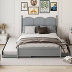 Queen Storage Bed with Twin XL Trundle, Wood Queen Size Platform Bed with 2 Storage Drawers