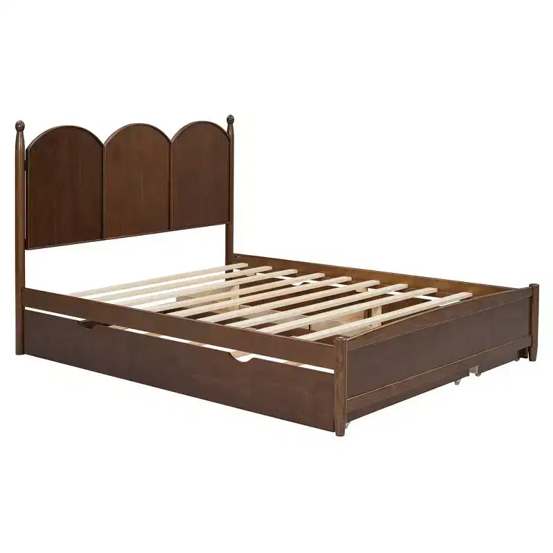 Queen Storage Bed with Twin XL Trundle, Wood Queen Size Platform Bed with 2 Storage Drawers