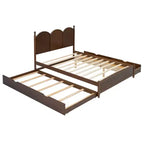 Queen Storage Bed with Twin XL Trundle, Wood Queen Size Platform Bed with 2 Storage Drawers