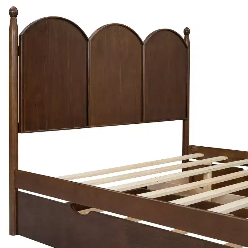 Queen Storage Bed with Twin XL Trundle, Wood Queen Size Platform Bed with 2 Storage Drawers
