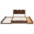 Queen Storage Bed with Twin XL Trundle, Wood Queen Size Platform Bed with 2 Storage Drawers