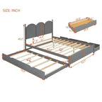 Queen Storage Bed with Twin XL Trundle, Wood Queen Size Platform Bed with 2 Storage Drawers