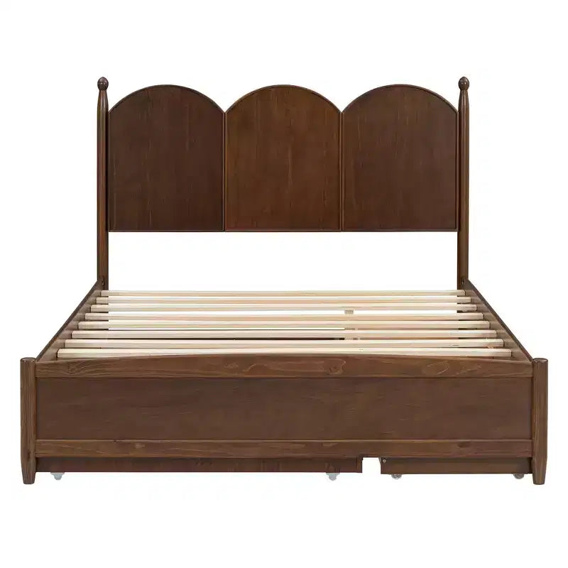 Queen Storage Bed with Twin XL Trundle, Wood Queen Size Platform Bed with 2 Storage Drawers