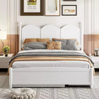 Queen Storage Bed with Twin XL Trundle, Wood Queen Size Platform Bed with 2 Storage Drawers