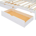 Queen Storage Bed with Twin XL Trundle, Wood Queen Size Platform Bed with 2 Storage Drawers