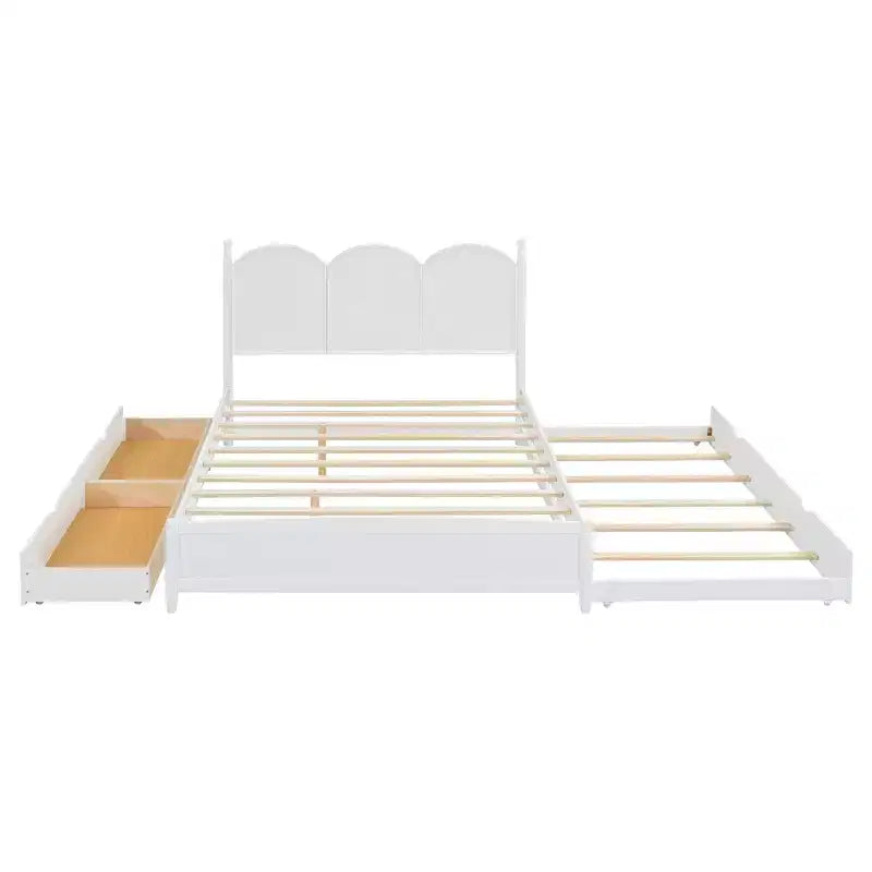Queen Storage Bed with Twin XL Trundle, Wood Queen Size Platform Bed with 2 Storage Drawers