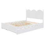 Queen Storage Bed with Twin XL Trundle, Wood Queen Size Platform Bed with 2 Storage Drawers