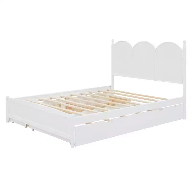 Queen Storage Bed with Twin XL Trundle, Wood Queen Size Platform Bed with 2 Storage Drawers