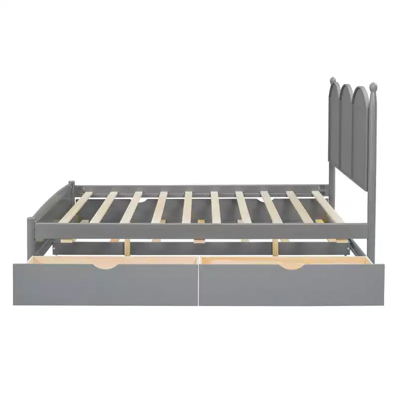 Queen Storage Bed with Twin XL Trundle, Wood Queen Size Platform Bed with 2 Storage Drawers