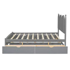 Queen Storage Bed with Twin XL Trundle, Wood Queen Size Platform Bed with 2 Storage Drawers