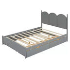 Queen Storage Bed with Twin XL Trundle, Wood Queen Size Platform Bed with 2 Storage Drawers