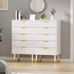 Commode à cinq tiroirs avec poignées et pieds en métal, idéale pour la chambre, le salon, le couloir et l'entrée.