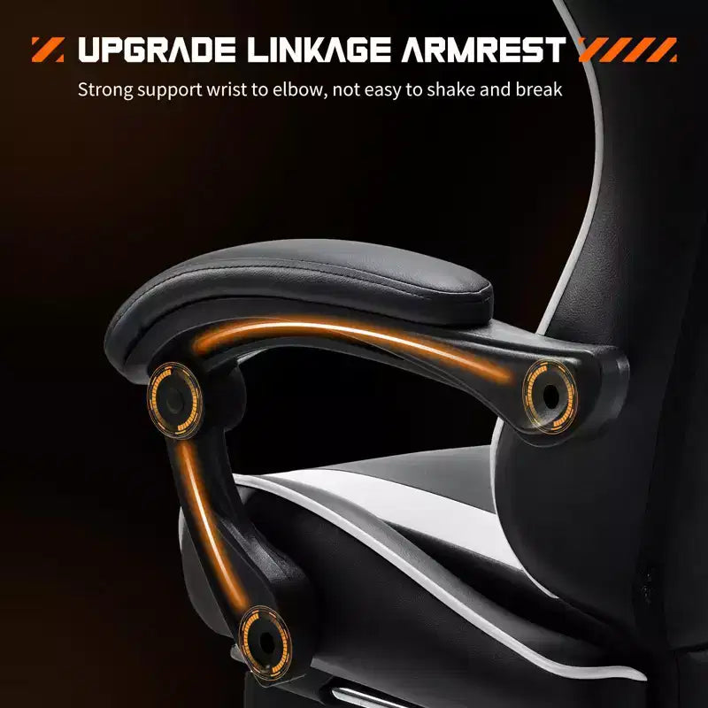 MAYEERTY Gaming Chair Video Game Desk Chair Ergonomic Computer with Footrest Comfy Lumbar Support PU Leather Recliner with Headrest Fixed Up Armrest