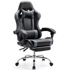 MAYEERTY Gaming Chair Video Game Desk Chair Ergonomic Computer with Footrest Comfy Lumbar Support PU Leather Recliner with Headrest Fixed Up Armrest