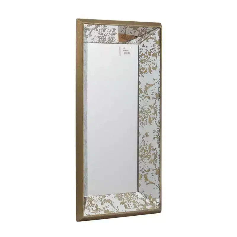 MAYEERTY 20 x 12 Antique Rectangle Mirror with Floral Accents, Wall Mirror for Living Room Hanging, Silver