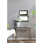 MAYEERTY Miroir rectangulaire antique 20 x 12 avec accents floraux, miroir mural à suspendre pour salon, argent
