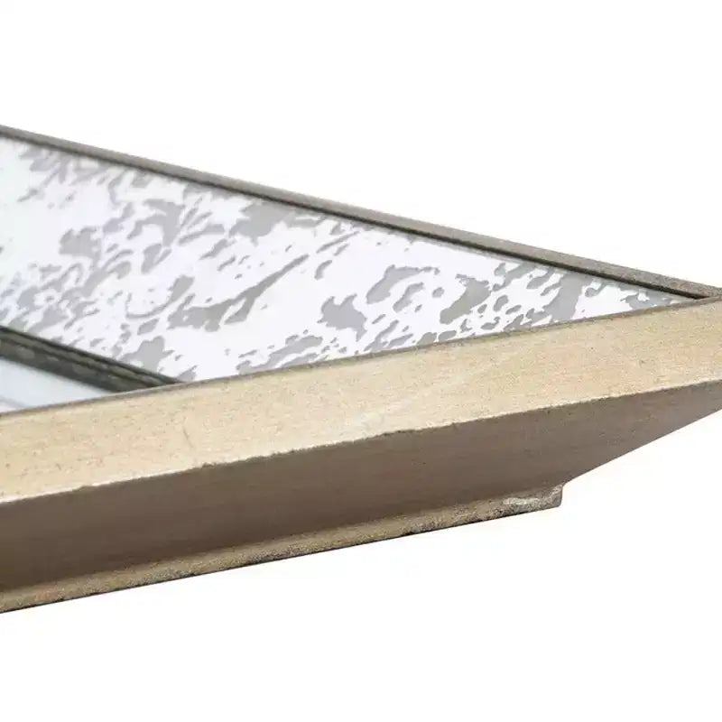 MAYEERTY Miroir rectangulaire antique 20 x 12 avec accents floraux, miroir mural à suspendre pour salon, argent