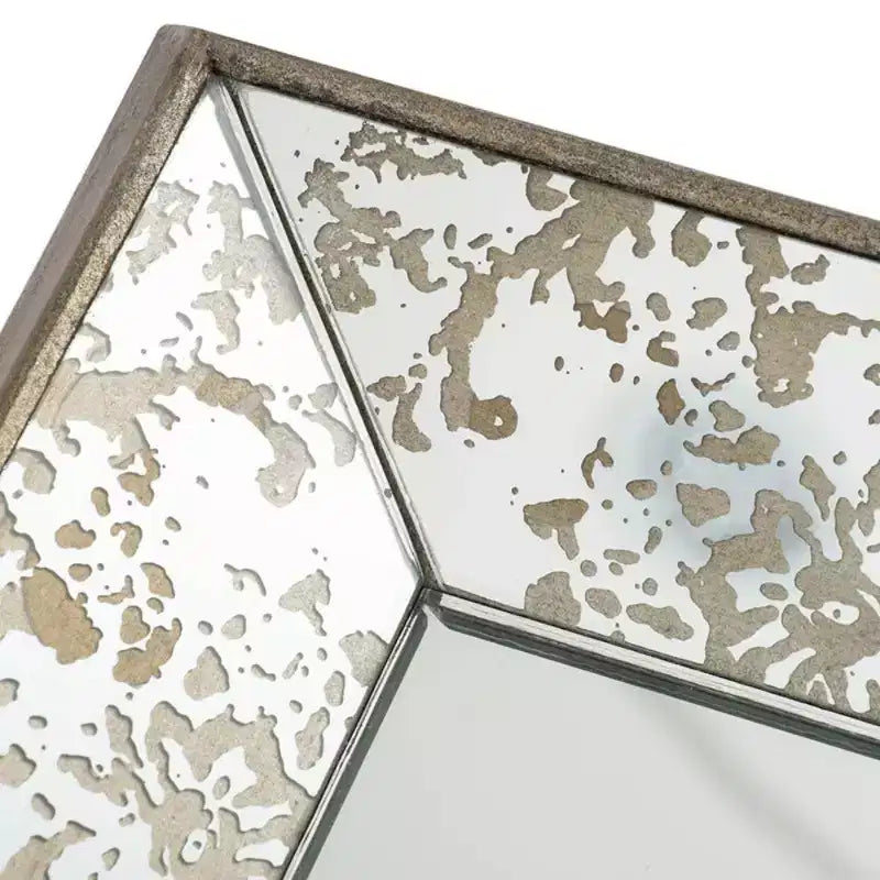MAYEERTY Miroir rectangulaire antique 20 x 12 avec accents floraux, miroir mural à suspendre pour salon, argent