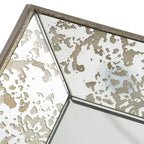 MAYEERTY Miroir rectangulaire antique 20 x 12 avec accents floraux, miroir mural à suspendre pour salon, argent